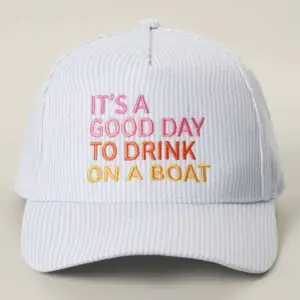 Its a good day to drink on a Boat Trucker Hat: BLUE