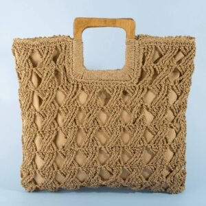 Square Straw Braided Tote Bag