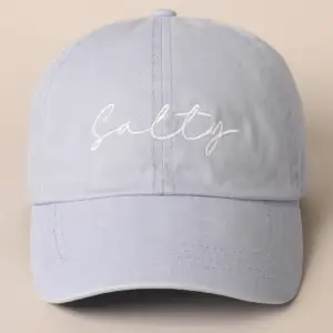 Salty Lettering Embroidery Baseball Cap: LIGHT BLUE