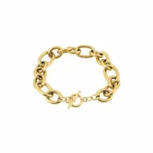 Gold Chunky Cross-Link Toggle Chain Bracelet