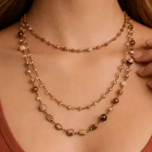 Triple Layered Mixed Crystal and Gemstone Necklace
