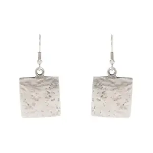 Handmade Square Hammered Pewter Earrings
