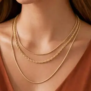 18K Gold Plated Waterproof Stainless Steel Multi-layered Chain Necklace