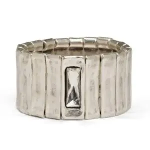 Handmade Pewter Bracelet- Clear Stone