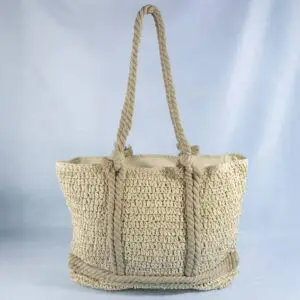 Open Weave Straw Tote Bag With Rope Handles: IV