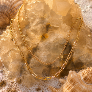 18K Gold Plated Waterproof Stainless Steel Layered Chain Necklace