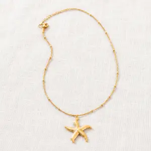 18K Gold Plated Waterproof Stainless Steel Starfish Charm Necklace