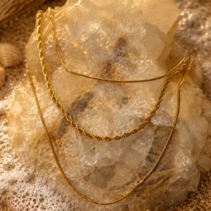 18K Gold Plated Waterproof Stainless Steel Multi-layered Chain Necklace