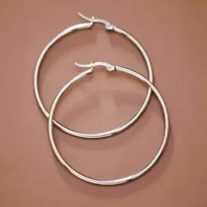 Tarnish-Resistant Waterproof Stainless Steel Hoop Earrings - Silver