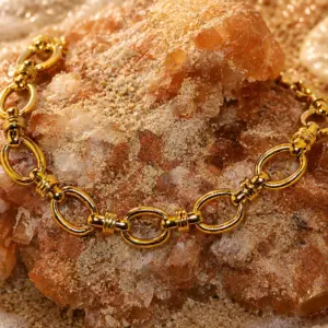 18K Gold Plated Waterproof Stainless Steel Link Chain Bracelet