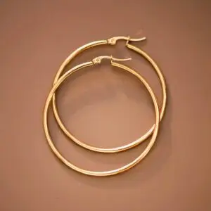 18K Gold Plated Waterproof Stainless Steel Hoop Earrings- Gold