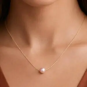 18K Gold Plated Stainless Steel Freshwater Pink Pearl Necklace